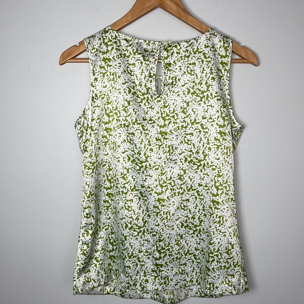 Banana Republic Silk White Green Tank Shell Petite - Picture 5 of 6